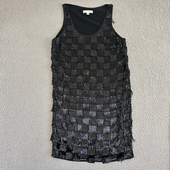 Erin Featherston Silk Beaded Dress Cocktail Scoop‎ Fringed - Picture 7 of 13